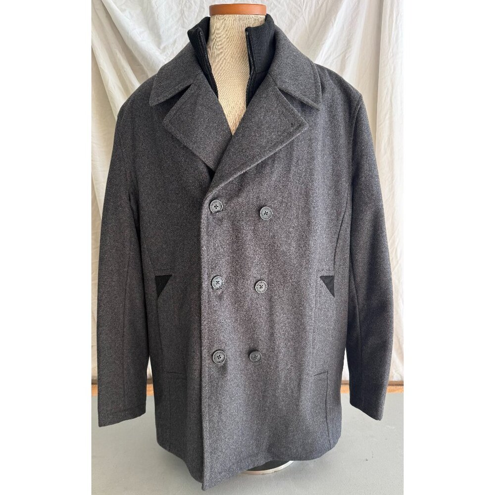 Never Worn! Men's Grey Double Breasted Wool Blend Peacoat